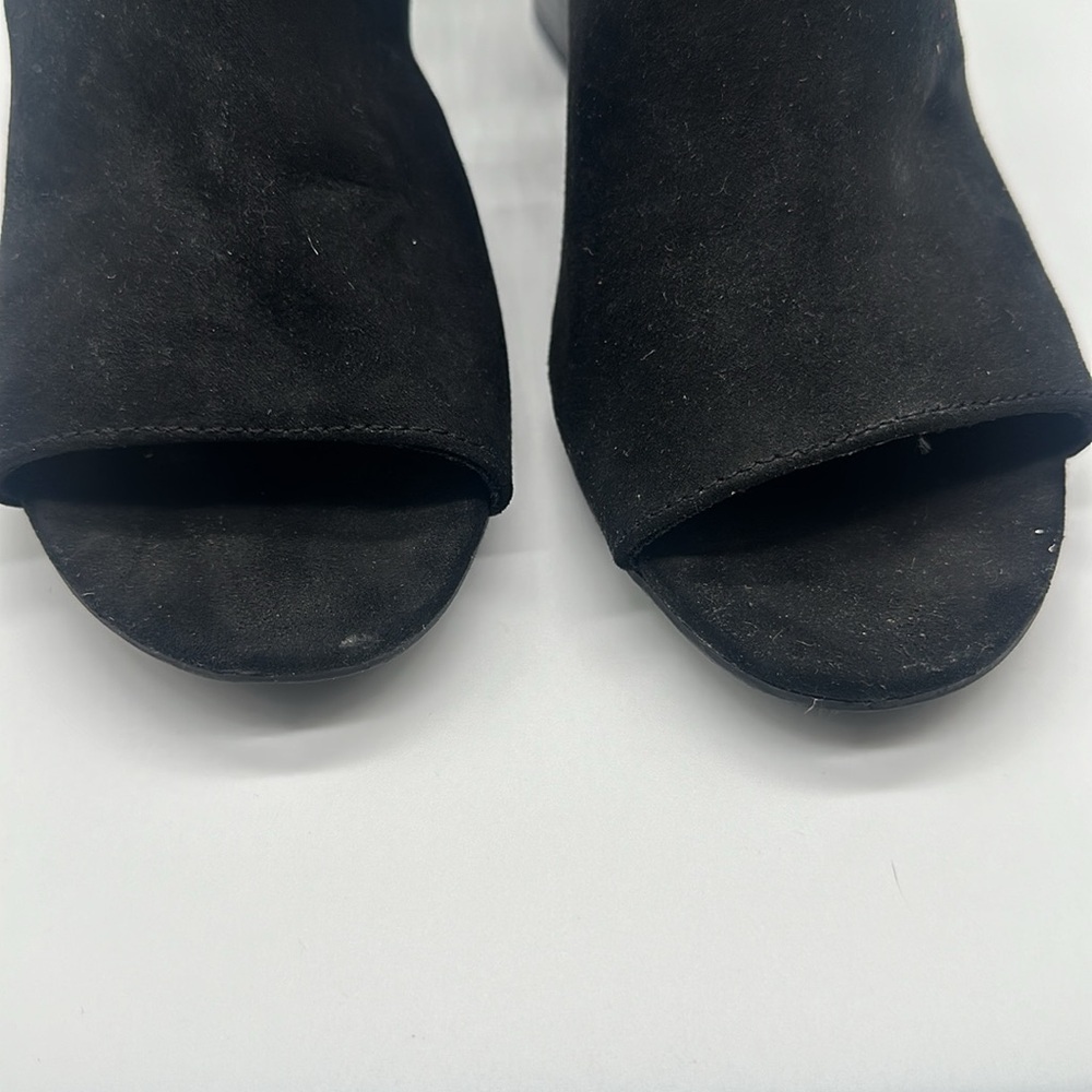 A New Day Rhea Open Toe Block Heels Black Faux Suede Size 11 - Picture 6 of 14
